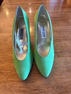 Pancaldi Green Suede Leather Pointed Toe Heels